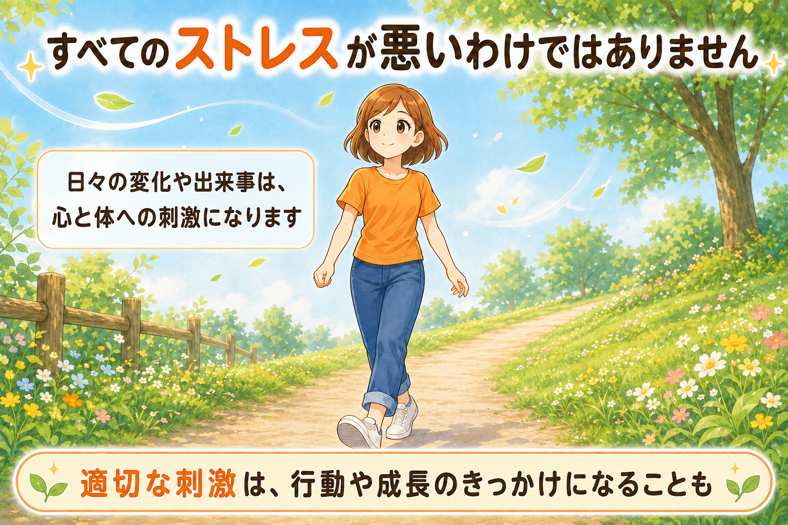 ストレスとの上手な付き合い方を考えるイラスト